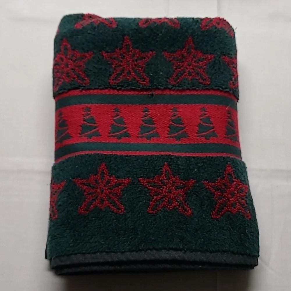 Vintage Leshner Renaissance 100% Cotton Terry Christmas Holiday Bath Towel 26x49